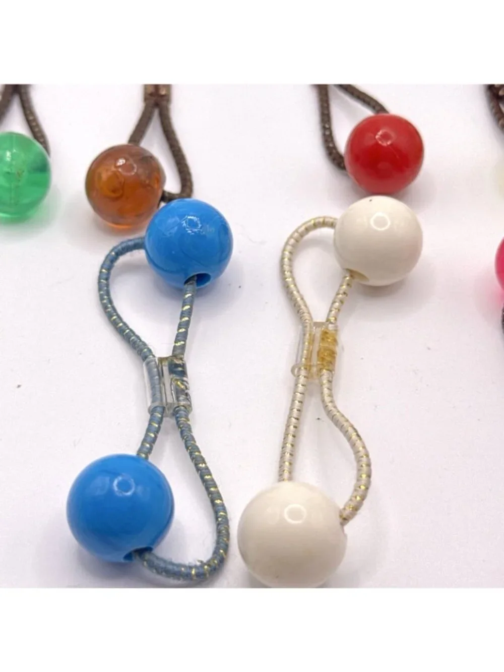 9 GOODY Vintage Ponytail Holders Twin Beads Medium Knocker Damaged Rusted #5